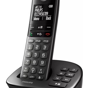 PHILIPS ασύρματο τηλέφωνο XL4951DS/34 ελληνικό μενού, τηλεφωνητής, μαύρο