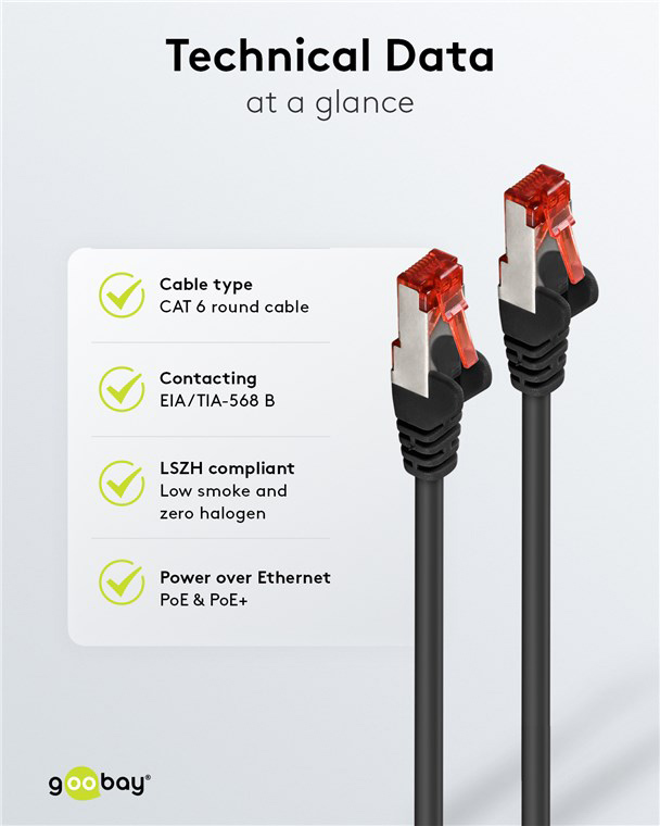 GOOBAY καλώδιο δικτύου 95584, CAT 6 S/FTP, copper, 250MHz, 1.5m, μαύρο - Image 5